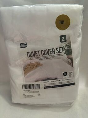 Utopia Bedding Twin White Duvet Cover Set 2 Pc Microfiber w Pillow Sham New